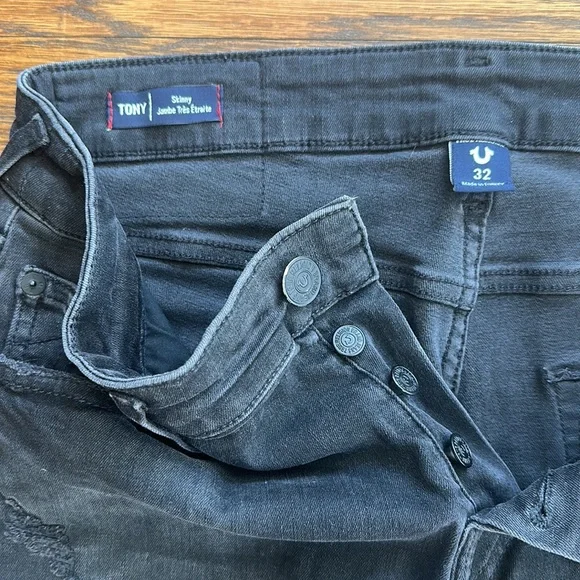 Men’s True Religion Black Super Skinny Stretch Tony Fit Jeans - Picture 3 of 7